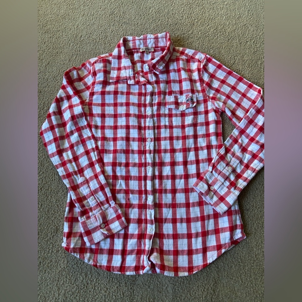Ohio State red & white flannel